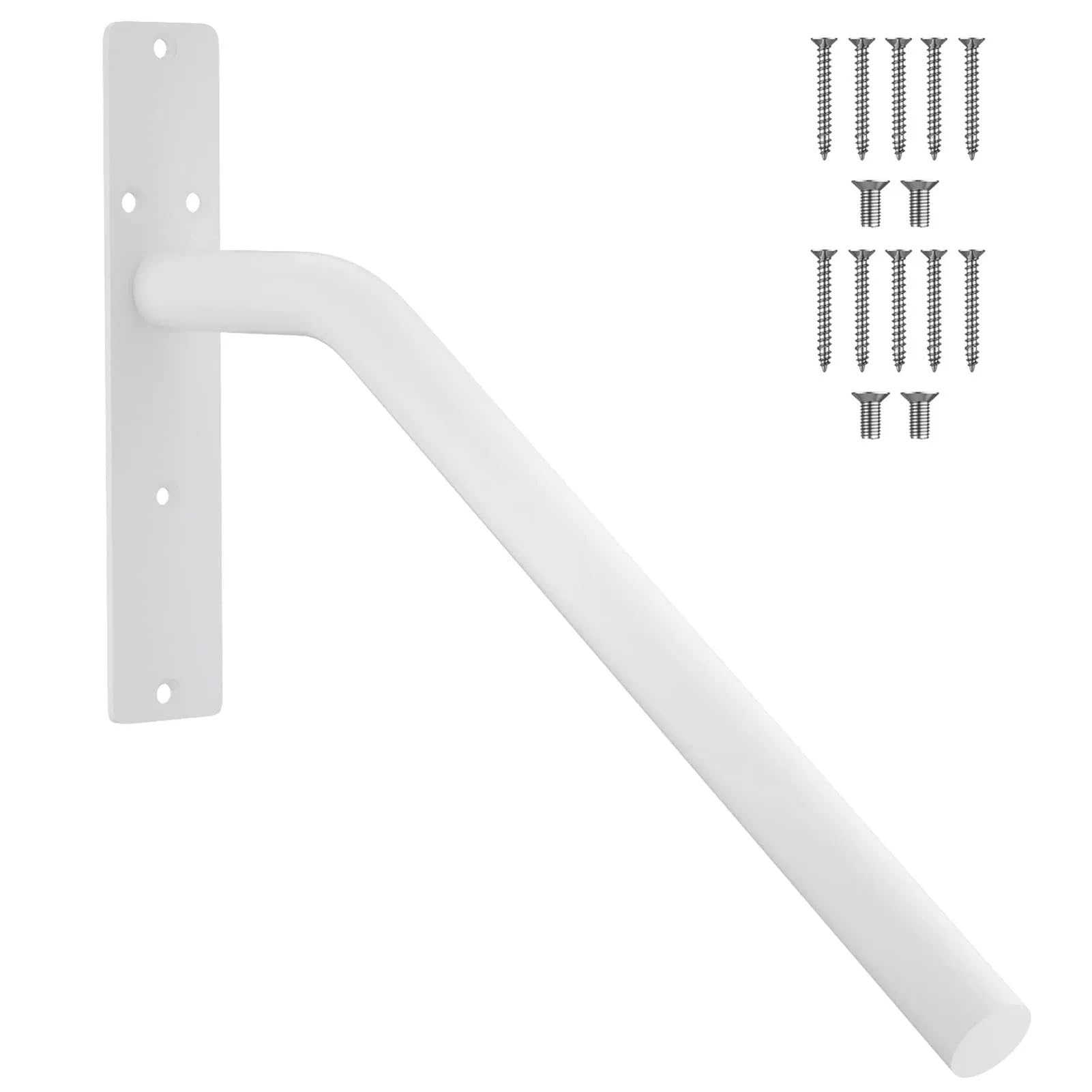 Gyttderfl White Step Railing Industrial Stair Railing Handrail Wall Mount Staircase Alloy Steel Heavy Duty Grab Bar For Garage