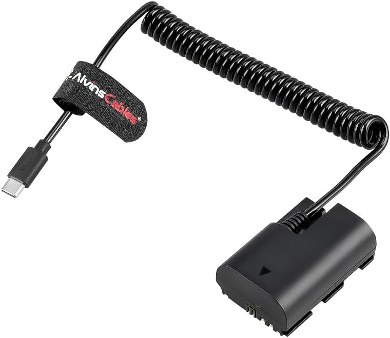 Alvin’s Cables USB-C Type-c to LP-E6P Dummy Battery Power Coiled Cable for Canon EOS R5/ R6 Mark ll/ R6/ R7/ R Camera
