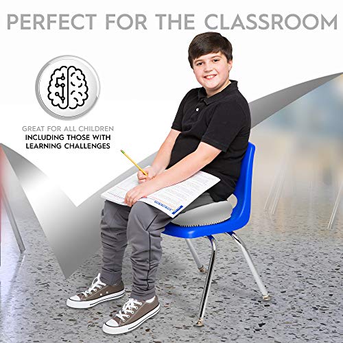 Image of Bouncyband - Wiggle Seat - Silver, 13 inch D - Large Sensory Cushion for Kids Ages 6-18+ - Promotes Active Learning, Improves Student Productivity, Includes Easy-Inflation Pump