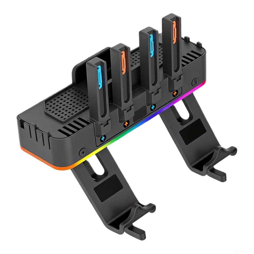 Supporto da parete di ricarica per Nintendo Switch 2 RGB per ILLUMINAZIONE Supporto multifunzionale salvaspazio stand ABS nero facile installazione 16.5x8.2x27CM