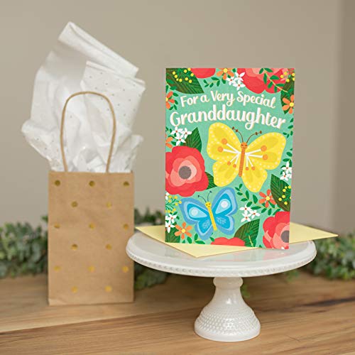 Tiny Expressions - Granddaughter Birthday Card With Yellow A7 Envelope Included | Beautiful Butterfly Illustrations Suitable For All Ages | Interior Images & Message With Room To Write Your Own #TOP3
