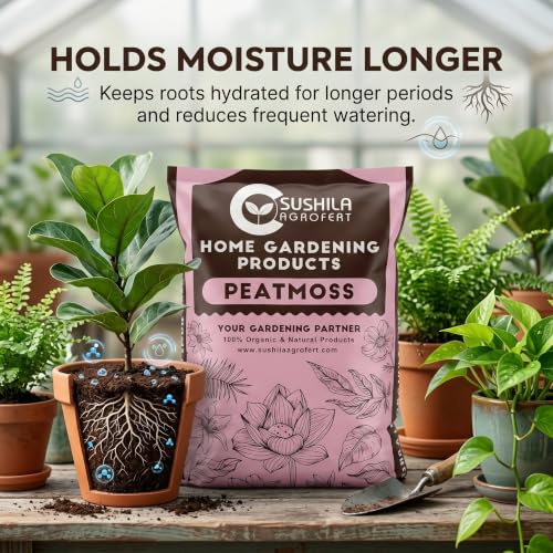 Image of Sushila Agrofert Peat Moss 5KG Acidic pH, Sterile, Excellent Water Retention, Good Drainage, Light & Airy, Seed Germination, Potting Mix, Hydroponics, Soil Amendment, Mulch, Root Growth & Garden Use