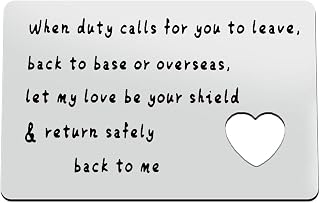 Military Gift Military Engraved Wallet Inserts Card for Husband Boyfriend Deployment Gift for Army,Marine Corp,Navy,Air Force,Coast Guard Valentines Gift for Him Men(When Duty Calls for You to Leave)