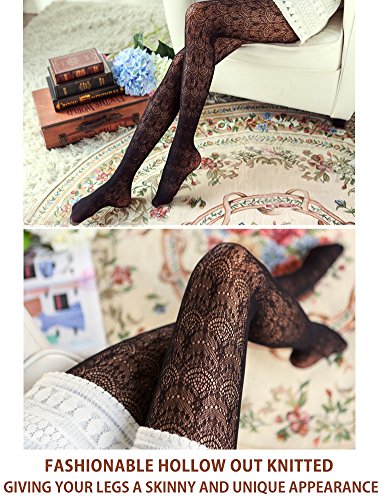 VERO MONTE Womens Colorful Hollow Out Knitted Tights - Patterned Lace Stockings3