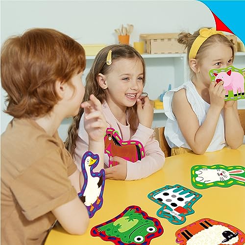 Image of 9 Pieces Kids Inthread Cards, Double Sided Sewing Cards in 9 Farm Theme Cards with 9 Colourful Laces, Fantasy Development Infading Toy for Kids Educational and Learning Activity
