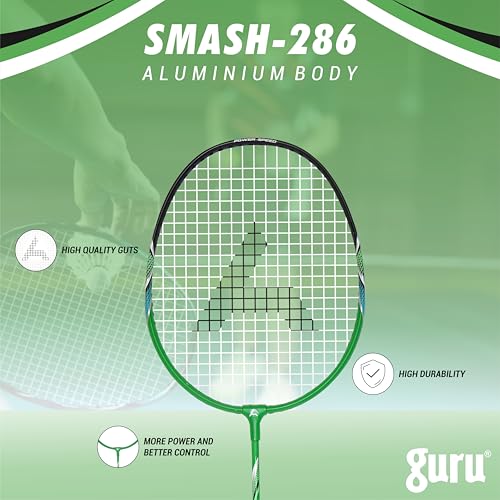 Image of GURU Smash-286 Heavy Duty Aluminium Badminton Racket Pack of 1 with Cover