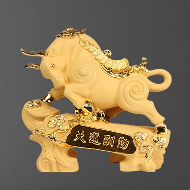 Ornement de buffle doré statuette élégante pour meuble de salon vide