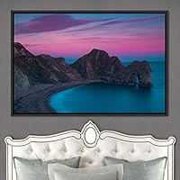 Framed Canvas Wall Art Gradient Shores Aerial Astronomy & Space Dramatic Global Green Photography Realism Stars - 16x24 inches