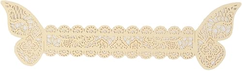 Miniatura 7 de Efavormart - Paquete de 12 servilleteros de papel de mariposa de corte láser de marfil, lazos para silla, soportes para servilletas