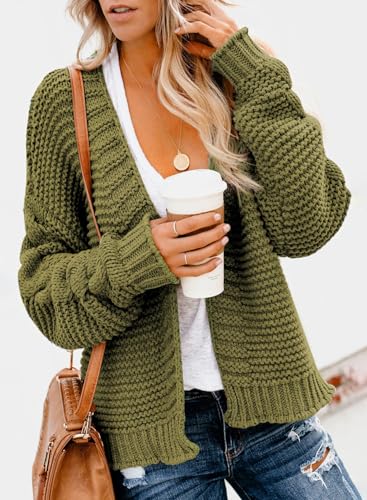 Image of Dokotoo Womens Open Front Long Sleeve Chunky Knit Cardigan Sweaters Loose Outwear Coat