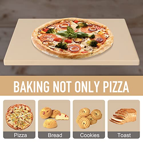 Mepple Pizza Stone For Oven Grill,Pizza Pan Baking Stone With Scraper Perfect For Pizza Bread Bbq, Thermal Shock Resistant Rectangle,12X15 Inch #TOP2