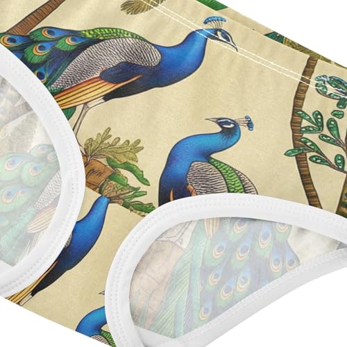 Cotton Girls Underwear Toddlers Tropical Peacock Panties for Girl Cartoon Briefs Kids Undies 2t4