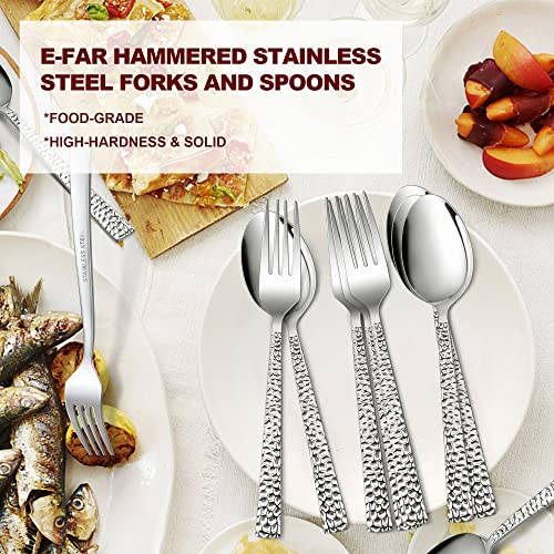 E-Far 24-Piece Hammered Forks And Spoons Silverware Set thumb #6