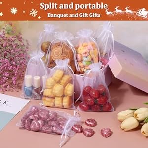 Hopttreely 100pcs Organza Bags White 4x610X15CM Satin Drawstring Organza Pouch Wedding Party Favor Gift Bag Jewelry Watch Bags