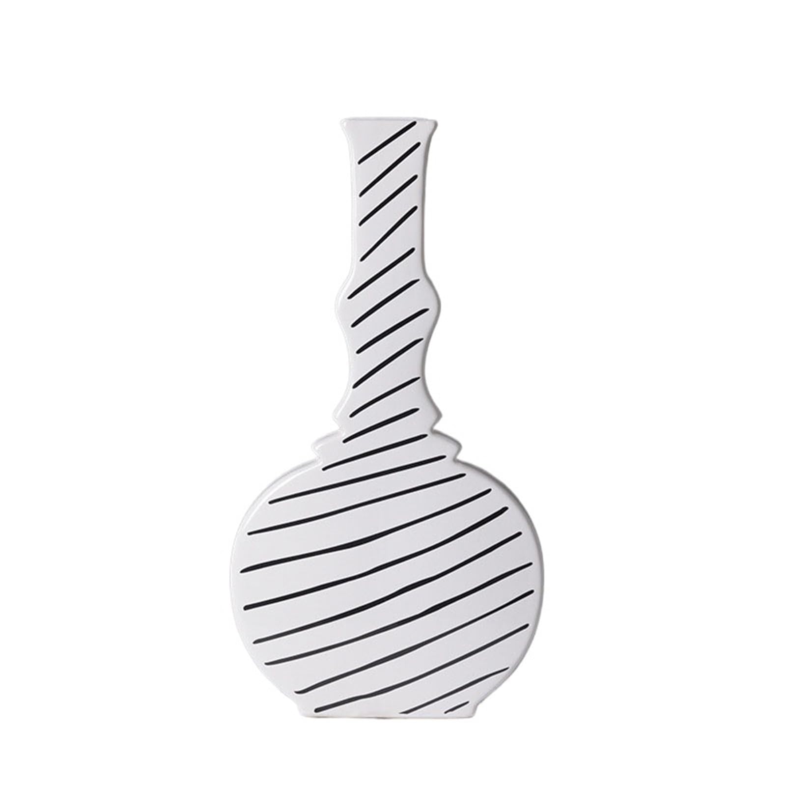 Geometric Vase Black And White Striped Ceramic Vase Dining Table Flower Arrangements Ware Home Decorative Ornament(Style02)