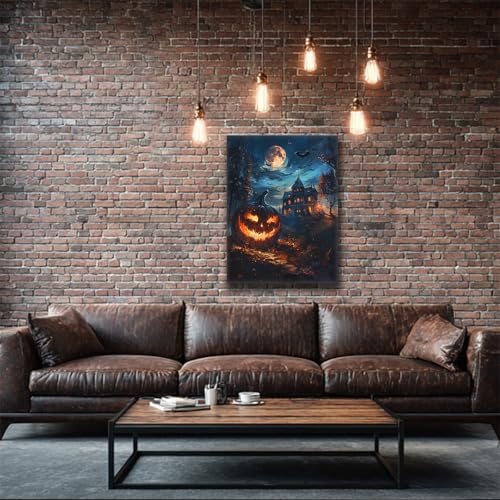 Impression Toile Halloween Citrouille Décoration Murale Gothique