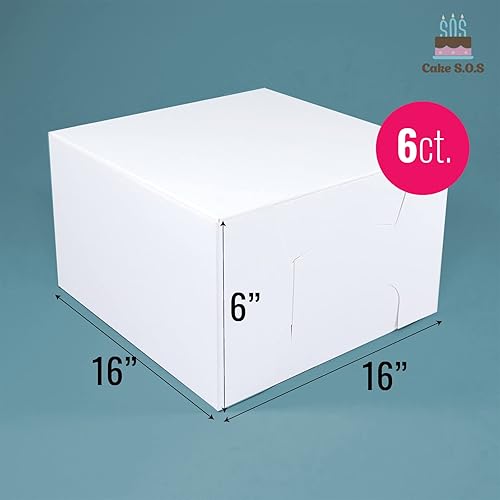 Miniatura 5 de Caja de pastel blanca de 16 x 16 x 6 pulgadas, cajas de panadería de primera calidad, una pieza, perfecta para empaquetar y vender pasteles, donas,