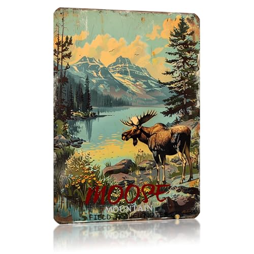 snowsun Moose Mountain zoon Vintage Metal Tin Sign Aluminum Metal Signs Retro Metal Sign Bar Cafe Room Country Farmhouse Bathroom Family 8X12 Inch