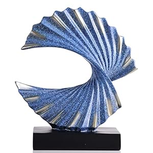 Blue Gold Wave Sculpture,Fashionable Ocean Wave Re...
