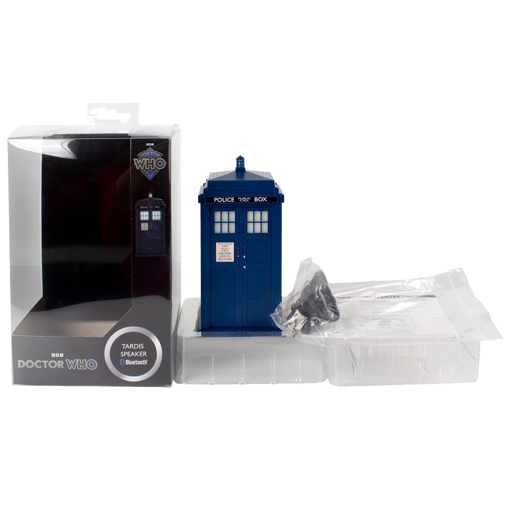 FAMETEK Altavoz Bluetooth Doctor Who Tardis. Reproduce música, se ilumina, efectos de sonido detallados de la tardis. El mejor regalo de Doctor Who. Coleccionables de Doctor Who