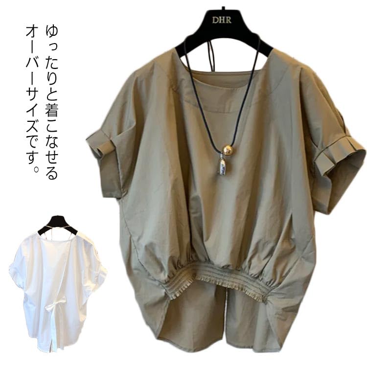 LOHEN バックリボンブラウス ドルマンスリーブ プルオーバー シャツ LOHEN バックリボンブラウス ドルマンスリーブ プルオーバー