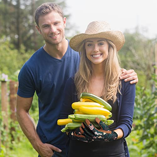 Petacffe Leather Gardening Gloves For Women - Garden Breathable Work Gloves With Touch Screen Function For Weeding, Planting, Mowing, Landscaping, Yard Work (Medium, Green+Brown) #TOP5