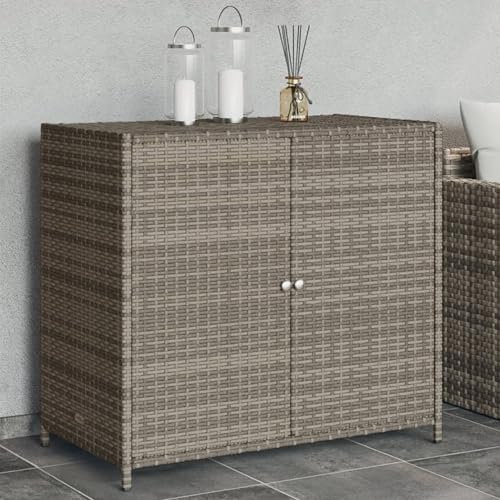 Mobiletto da Giardino Grigio 83x45x76 cm in polyrattan