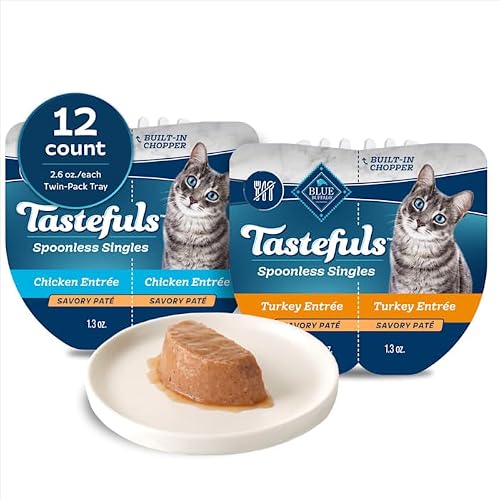 Blue Buffalo Tastefuls Spoonless Singles Chicken & Turkey Wet Cat Food Pate Variety Pack 2.6 oz. Count of 12