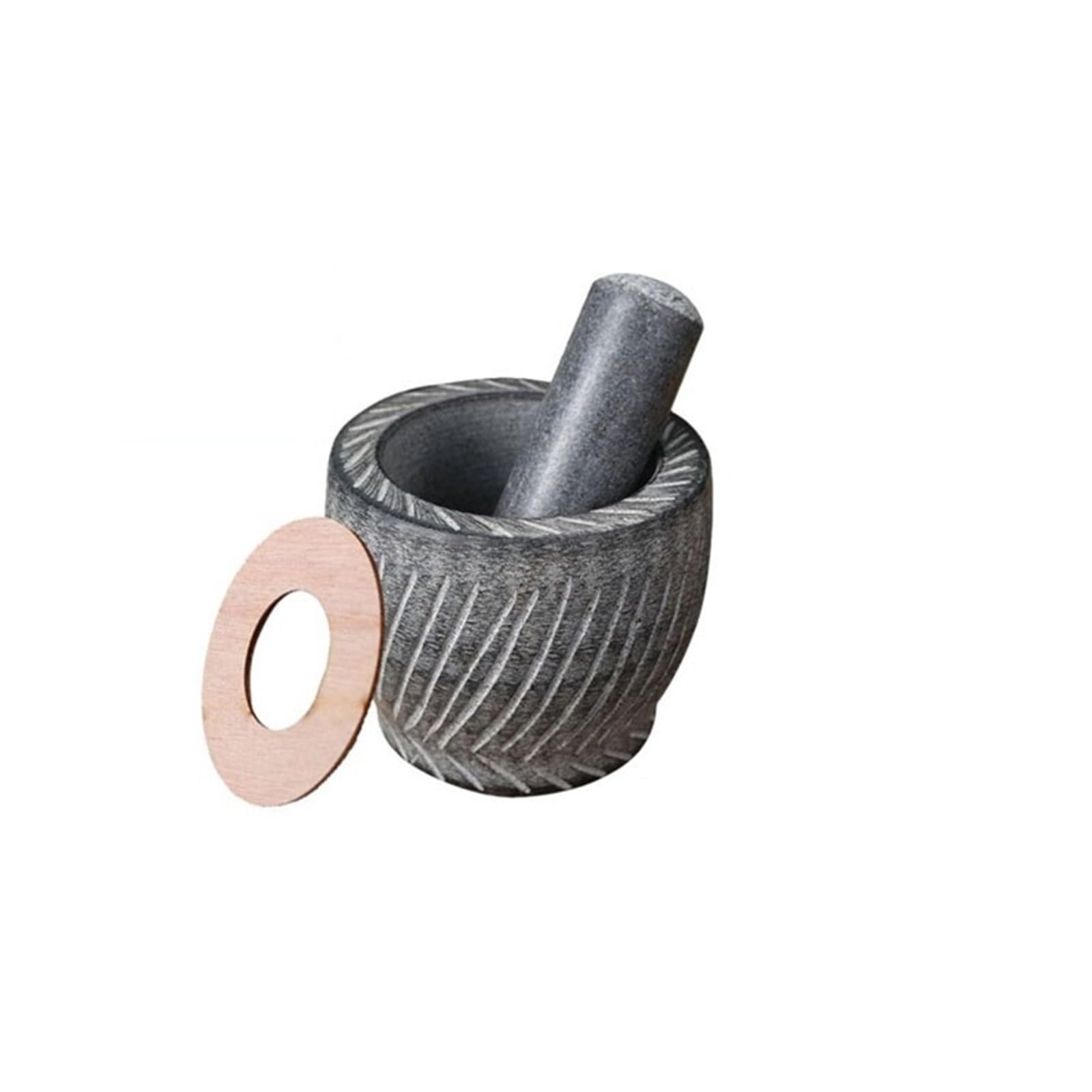 Pratico Set di mortaio e pestello in granito pesante for spezie, condimenti, paste, pesto