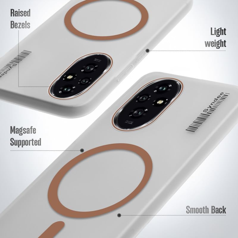 Image of Mr. Case Back Cover for Honor 200 5G Elegant Frosted White Translucent Back | Only Compatible with Wireless Magnetic Accessories | Anti-Scratch Shockproof Phone Case - Brown
