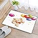 Produktbild Rutschfeste Badematte 45x75cmCartoon, niedlicher Teddybär mit bunten Luftballons und Sternen Fröhliche Liebesfreunde Tier Cartoon Druck Deko,Badteppich auswaschbar Mikrofaser Teppich für Badezimmer