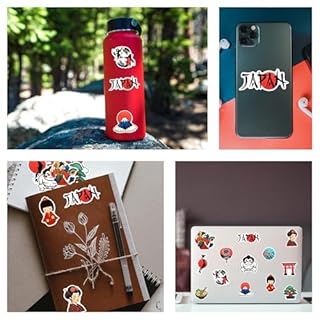 Set Adesivi Giappone Vinile Sakura Monte Fuji Torii Lanterna Onda Cibo Adesivi Tradizionali Giapponesi Estetica per Notebook Laptop Borraccia Diario Scrapbook Decorazione