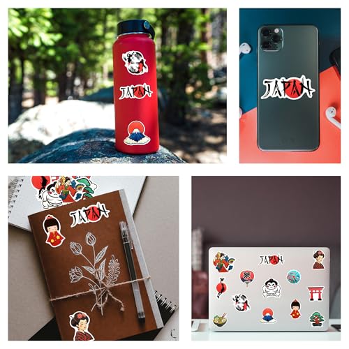 Pack Pegatinas Japón Vinilo Sakura Monte Fuji Torii Linterna Olas Comida Pegatinas Japonesas Tradicionales Estéticas para Portátil Botella Diario Cuaderno Scrapbook Decoración Manualidades - imagen 4