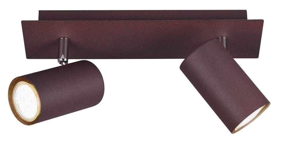 Trio Lighting Marley Barra 2 Spots Cilindri Metallo Ruggine L. 30cm 2 Luci Attacco Gu10