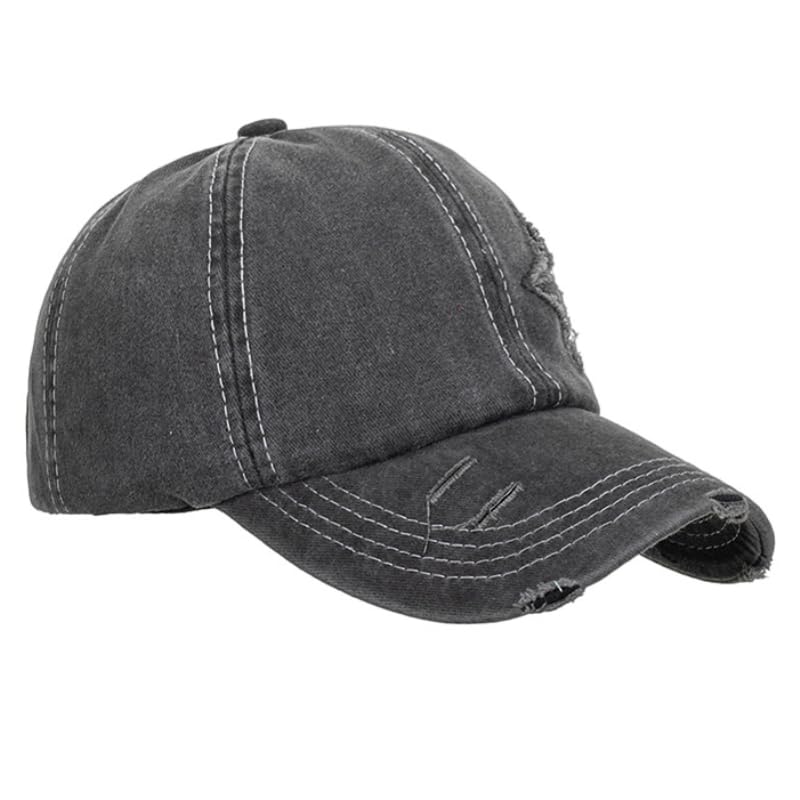 Image of Washed Scratch Frayed Baseball Cap Retro Adjustable with Five-Pointed Stars for Men Women Trucker Cap Unisex