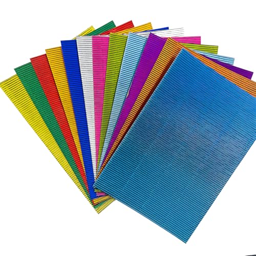 Papier cartonné ondulé A4 cannelé strié multicolore pour scrapbooking et bricolage - 10 feuilles