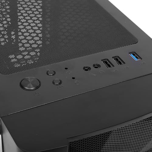 Gabinete para computadora Gaming ATX con panel lateral de vidrio templado, chasis de refrigeración líquida de escritorio tamaño completo para uso en casa y oficina, patrón hielo negro miniatura 3