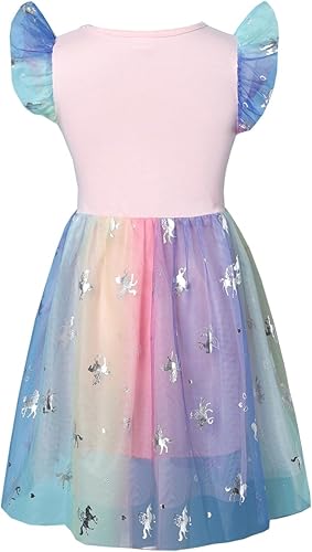 Miniatura 4 de Akyzic Vestido de tul para niños pequeños, disfraz de unicornio para cumpleaños, fiesta de princesa, falda tutú casual de verano para niñas