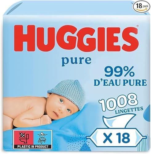Huggies Lingettes Pure pour bébé, 18 paquets (1008 lingettes au t...