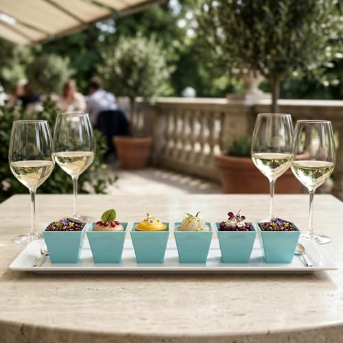 Image of Restaurantware 2-OZ Mini Kova Dessert Tumbler Cup - Elegant Square Powder Pink Plastic Cups: Perfect for Serving Desserts and Snack Samples - Limited Edition - Disposable and Eco-Friendly - 100-CT