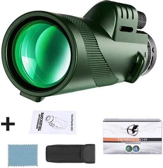 80x100 HD Zoom Powerful Monocular Telescope Portable Binoculars Long Range Telescope Hunting Camping with Tripod Phone Clip (DDLS-80x100-Set)