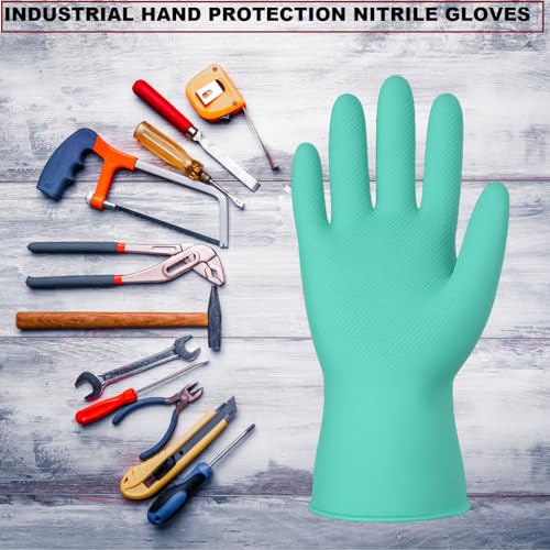 Image of Multipurpose Safety Gloves for Work, Gardening, and Home Use - Reusable & Durable | Hand Safety Nitrile Gloves | Industrial Hand Protection Gloves (Green, 1 Pair)