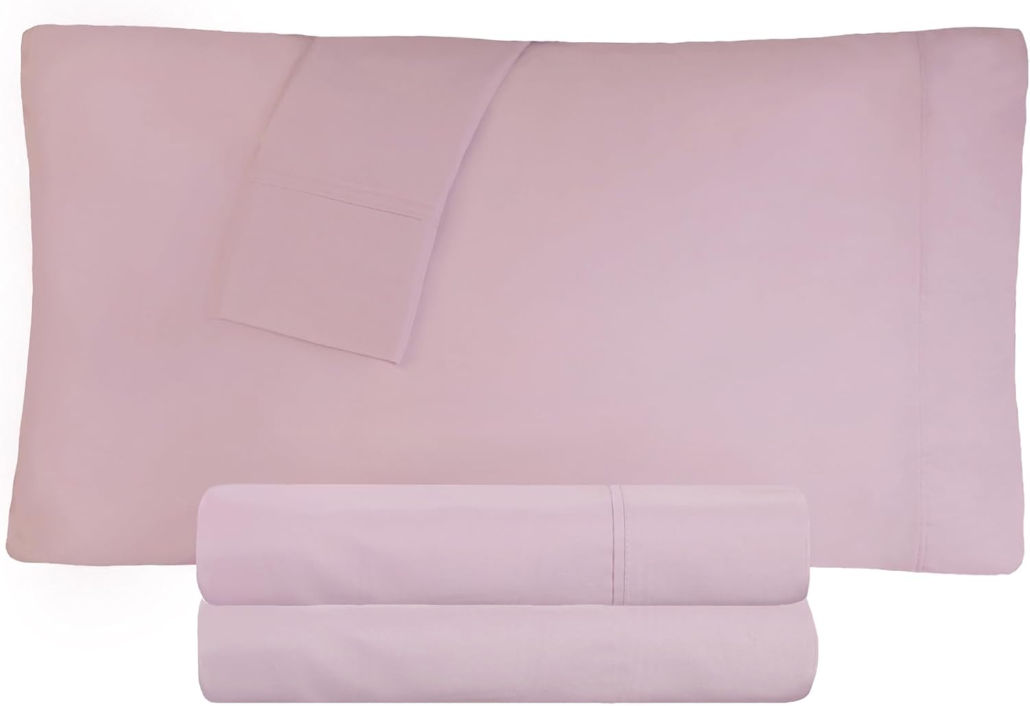 Superior 300 Thread Count Cotton Percale Sheet Set, Silky-Soft, Cooling Sheets, Bedding Basics, Breathable Sheets, 1 Elastic Deep Pocket Fitted Sheet, 1 Flat Sheet, 2 Pillowcases, Queen, Lilac