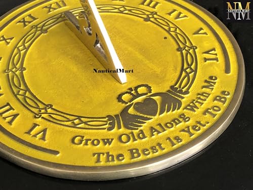 NauticalMart Garden Sundial Grow Old with Me -The Best is Yet, to be (Golden Finish), Unique Wedding Gift Idea for Parents, Friends, Engraved Anniversary Sundial Gift