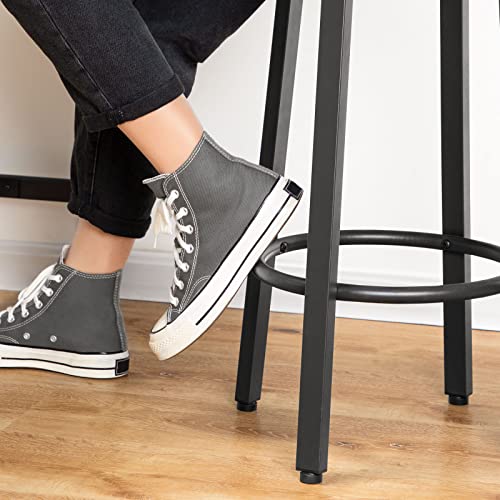Hoobro Bar Stools, Set Of 2 Bar Chairs With Footrest, 24.6 Inch Tall, Black Steel Frame, Adjustable Feet, For Living Room, Dining Room, Kitchen, Industrial Design, Rustic Brown Bf02By01 #TOP4