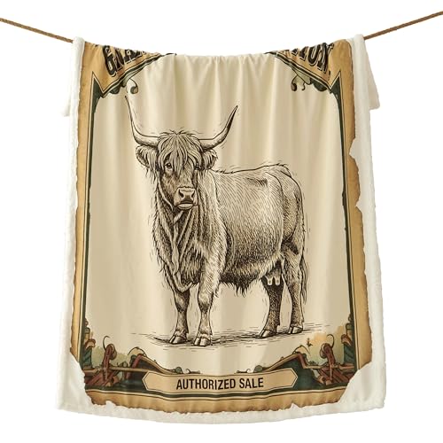 Image of Indigo Hill by HiEnd Accents Highland Cow 54x68 Sherpa Throw Blanket