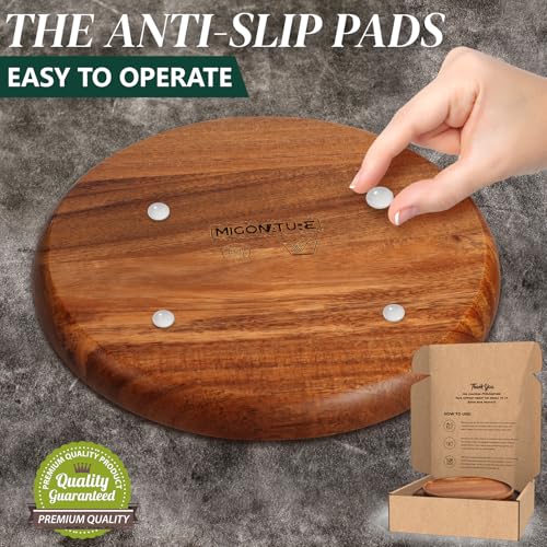 Set de 4 platos redondos de madera de acacia miniatura 4