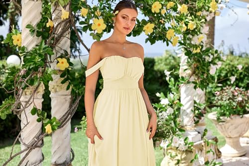 Image of GRACE KARIN 2026 Women's Summer Floral Wedding Guest Dress,Beach Flowy A Line Maxi Off Shoulder Bridesmaid Dresses
