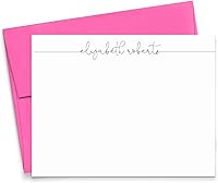 Personalized Stationery Note Cards for Women by ModernPinkPaper - Custom Flat or Folded with Envelopes, 32 Ink Colors