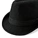 Unisex Classic 20s Trilby Fedora-Hat with Black Band Fashion Casual Jazz Wool Cap (Black)